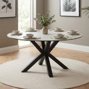 Starburst 150cm Round White Ceramic Dining Table